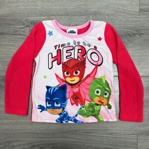 PJ Masks Owlette Catboy Gekko "Time to Be a Hero" Long Sleeve Fleece PJ Tee 4T